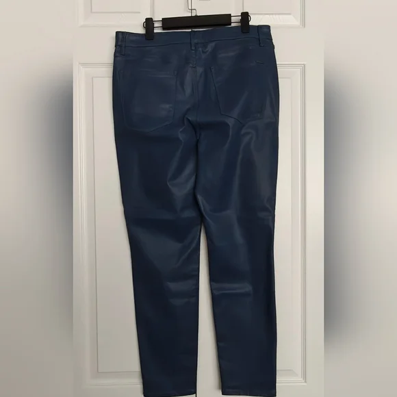 WHBM Blue Faux Leather High Rise Skinny Pants, Size 14 - Picture 2 of 9
